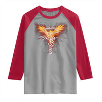 He Is Risen Raglan Shirt Jesus Resurrection Easter Christian Cross Phoenix Rising - Wonder Print Shop