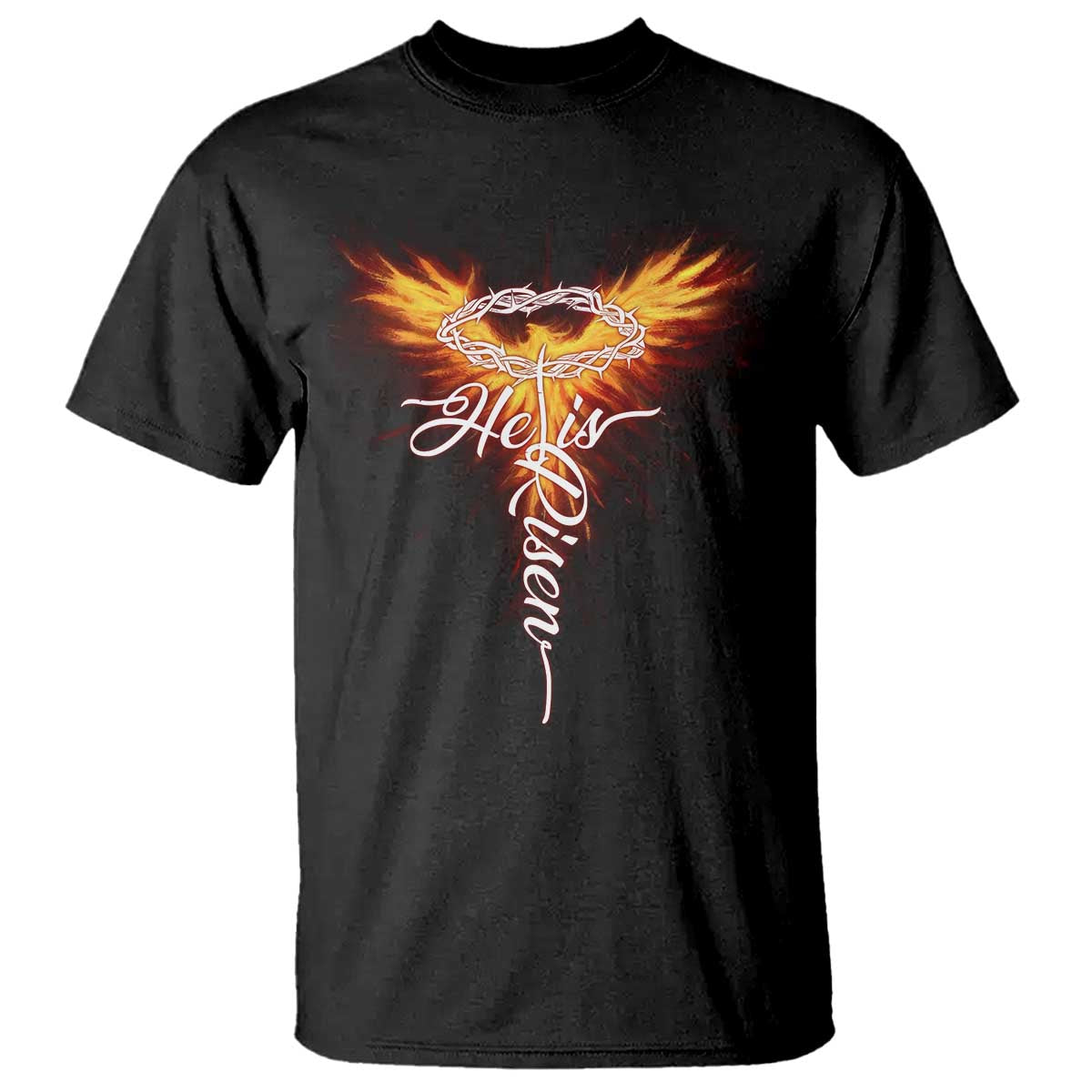 He Is Risen T Shirt Jesus Resurrection Easter Christian Cross Phoenix Rising - Wonder Print Shop