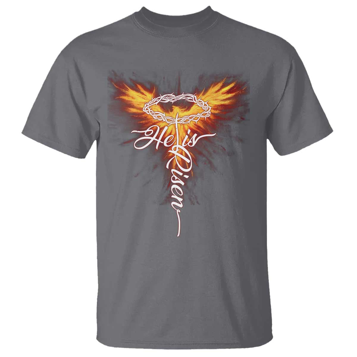He Is Risen T Shirt Jesus Resurrection Easter Christian Cross Phoenix Rising - Wonder Print Shop