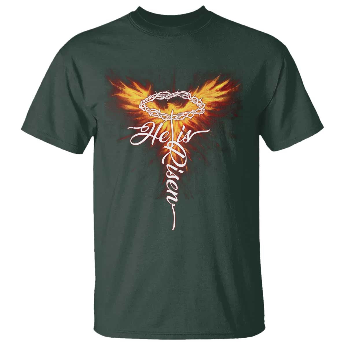 He Is Risen T Shirt Jesus Resurrection Easter Christian Cross Phoenix Rising - Wonder Print Shop
