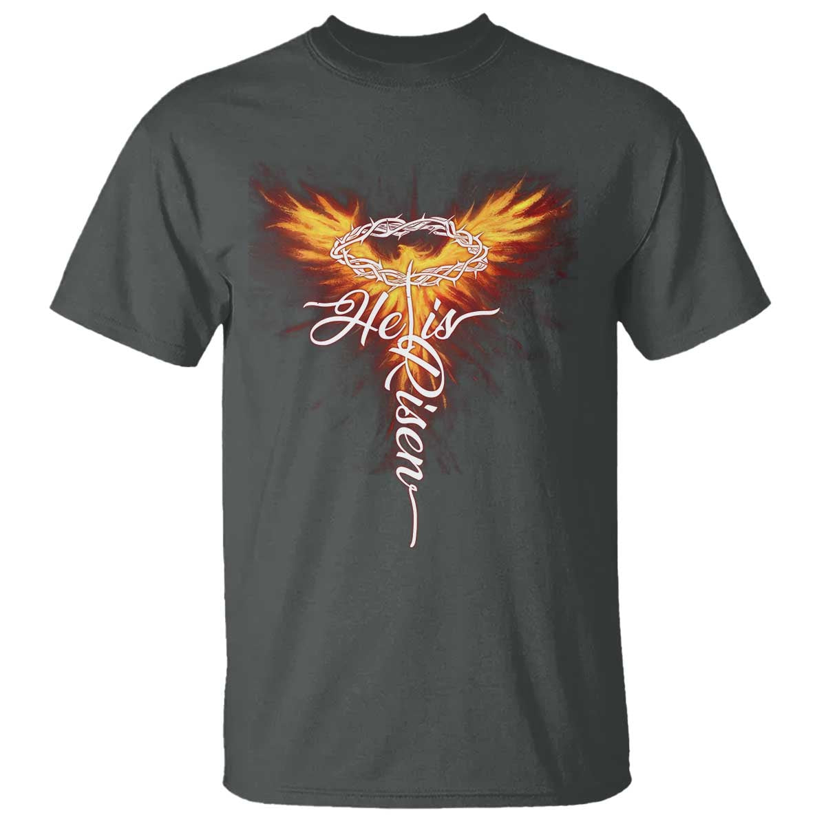 He Is Risen T Shirt Jesus Resurrection Easter Christian Cross Phoenix Rising - Wonder Print Shop