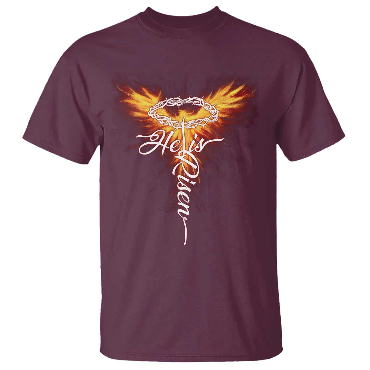 He Is Risen T Shirt Jesus Resurrection Easter Christian Cross Phoenix Rising - Wonder Print Shop