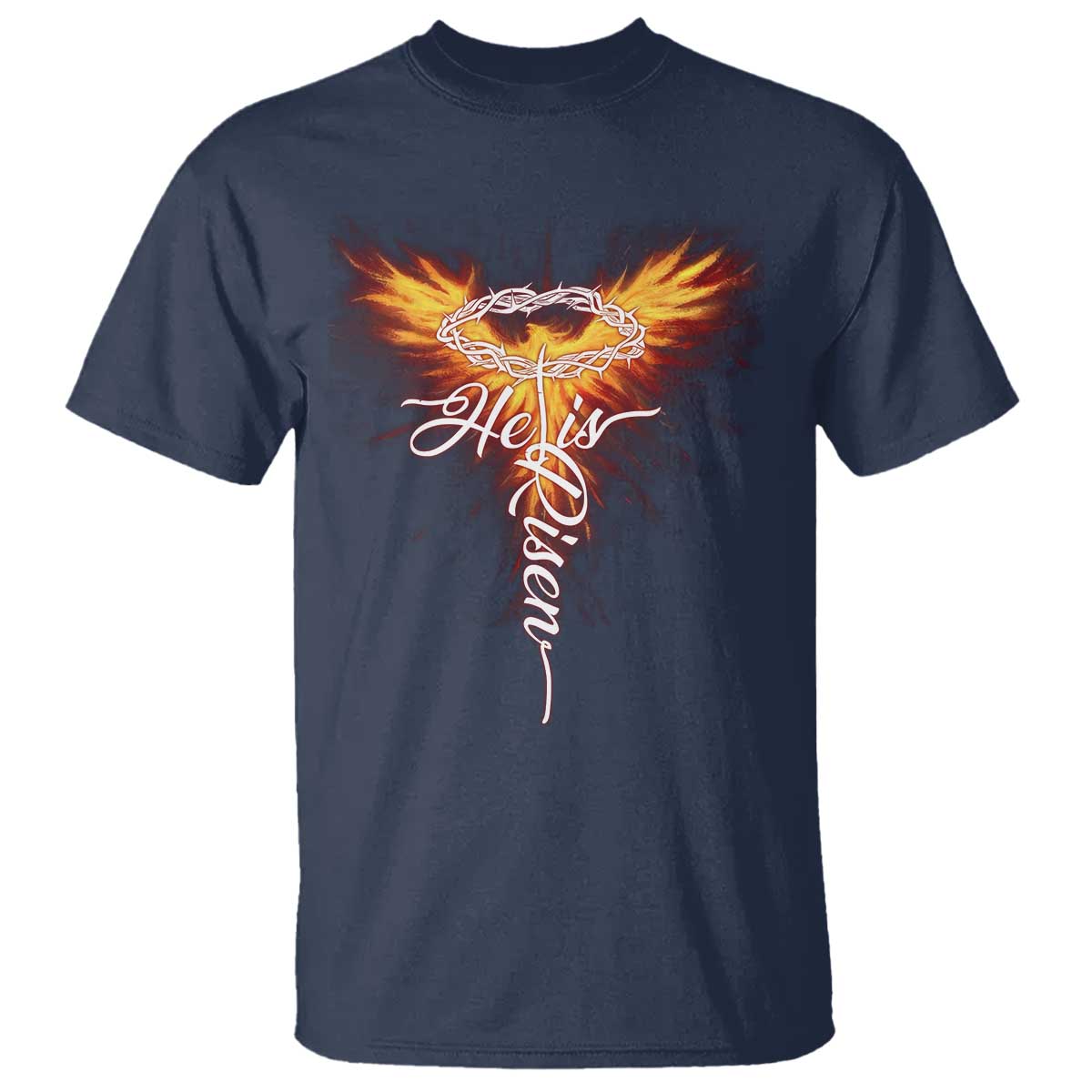 He Is Risen T Shirt Jesus Resurrection Easter Christian Cross Phoenix Rising - Wonder Print Shop