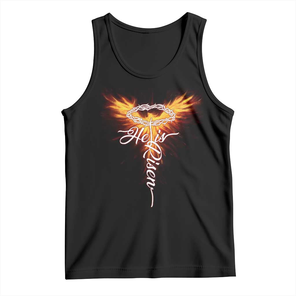 He Is Risen Tank Top Jesus Resurrection Easter Christian Cross Phoenix Rising - Wonder Print Shop