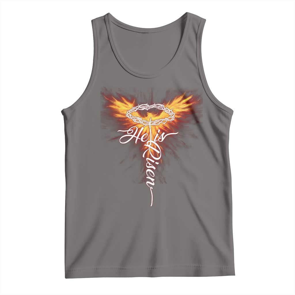 He Is Risen Tank Top Jesus Resurrection Easter Christian Cross Phoenix Rising - Wonder Print Shop