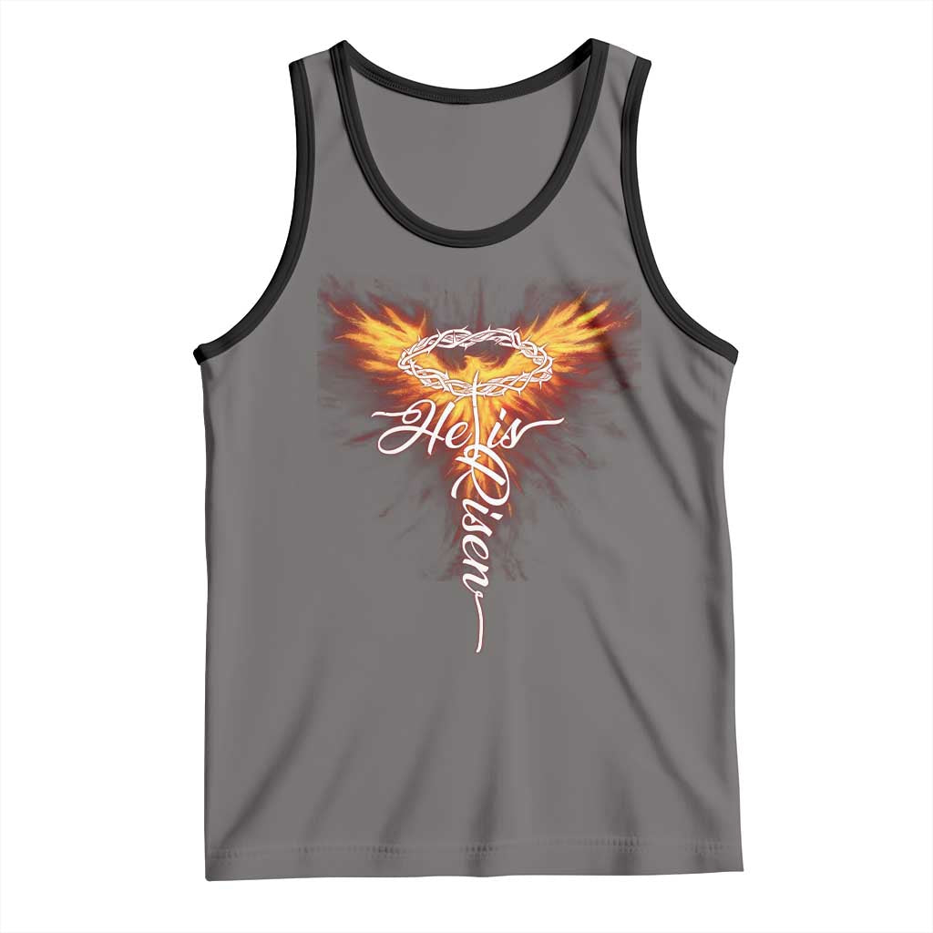 He Is Risen Tank Top Jesus Resurrection Easter Christian Cross Phoenix Rising - Wonder Print Shop