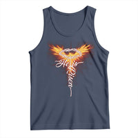 He Is Risen Tank Top Jesus Resurrection Easter Christian Cross Phoenix Rising - Wonder Print Shop