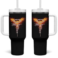He Is Risen Tumbler With Handle Jesus Resurrection Easter Christian Cross Phoenix Rising - Wonder Print Shop
