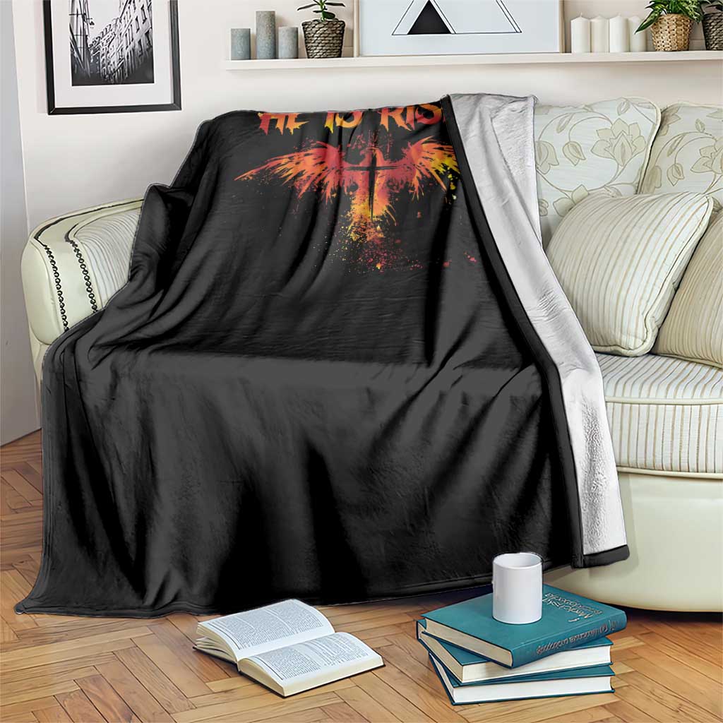 He Is Risen Throw Blanket Phoenix Christian Jesus Resurrection Cross - Wonder Print Shop
