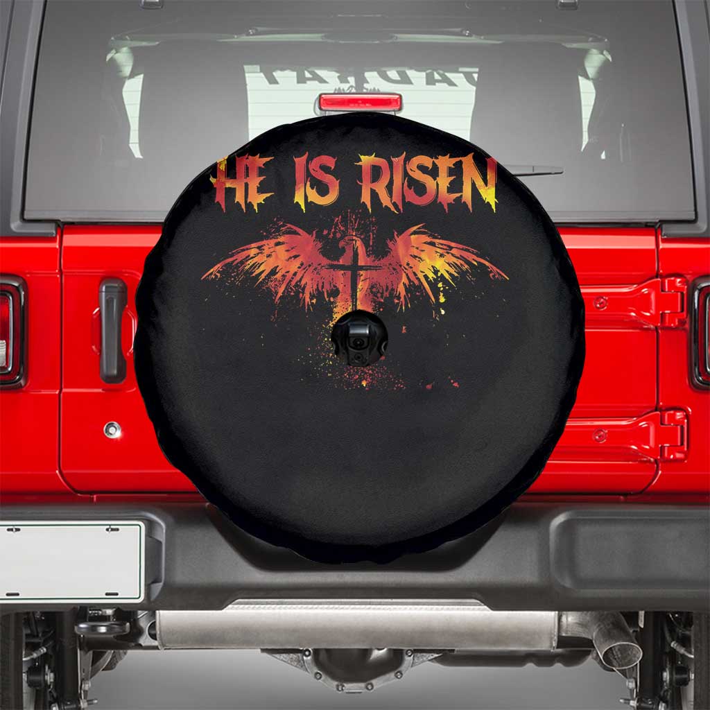 He Is Risen Spare Tire Cover Phoenix Christian Jesus Resurrection Cross - Wonder Print Shop