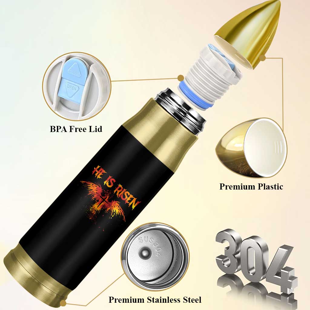He Is Risen Bullet Tumbler Phoenix Christian Jesus Resurrection Cross - Wonder Print Shop
