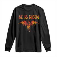 He Is Risen Long Sleeve Shirt Phoenix Christian Jesus Resurrection Cross - Wonder Print Shop