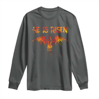 He Is Risen Long Sleeve Shirt Phoenix Christian Jesus Resurrection Cross - Wonder Print Shop