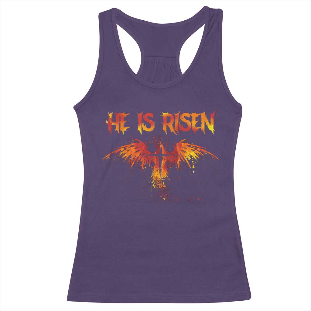 He Is Risen Racerback Tank Top Phoenix Christian Jesus Resurrection Cross - Wonder Print Shop