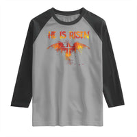 He Is Risen Raglan Shirt Phoenix Christian Jesus Resurrection Cross - Wonder Print Shop