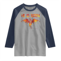 He Is Risen Raglan Shirt Phoenix Christian Jesus Resurrection Cross - Wonder Print Shop