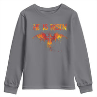He Is Risen Youth Sweatshirt Phoenix Christian Jesus Resurrection Cross - Wonder Print Shop