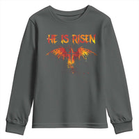 He Is Risen Youth Sweatshirt Phoenix Christian Jesus Resurrection Cross - Wonder Print Shop