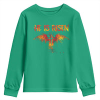 He Is Risen Youth Sweatshirt Phoenix Christian Jesus Resurrection Cross - Wonder Print Shop