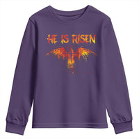 He Is Risen Youth Sweatshirt Phoenix Christian Jesus Resurrection Cross - Wonder Print Shop