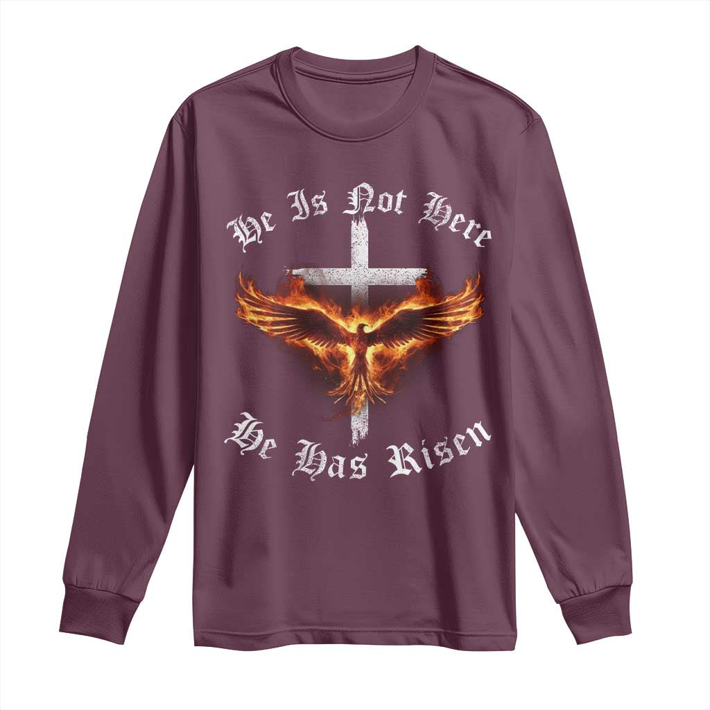Easter Jesus Has Risen Long Sleeve Shirt Christian Religious Phoenix Resurrection Cross - Wonder Print Shop