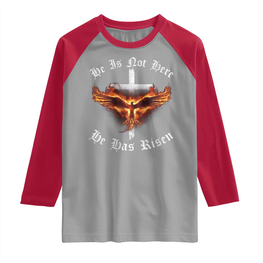 Easter Jesus Has Risen Raglan Shirt Christian Religious Phoenix Resurrection Cross - Wonder Print Shop