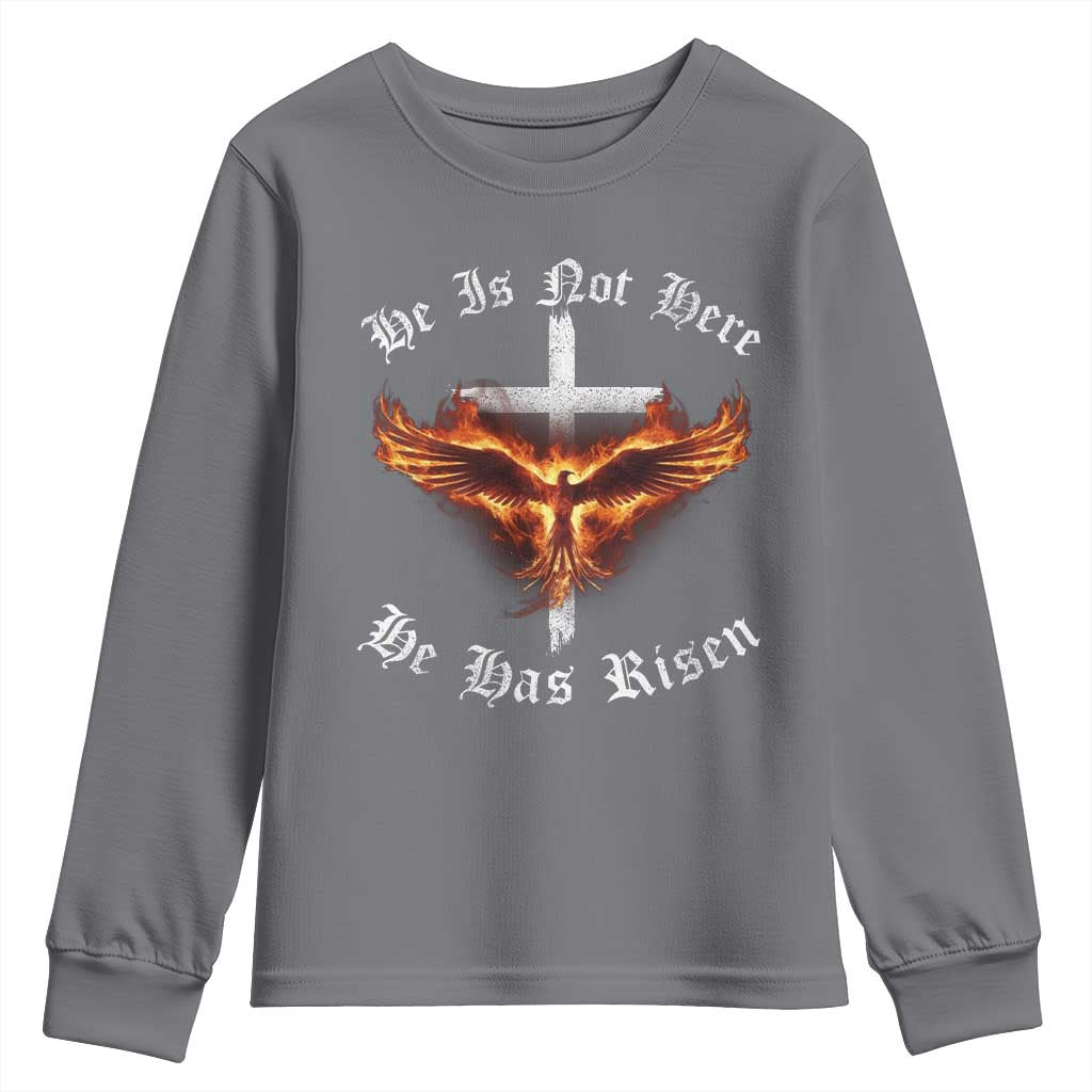 Easter Jesus Has Risen Youth Sweatshirt Christian Religious Phoenix Resurrection Cross - Wonder Print Shop