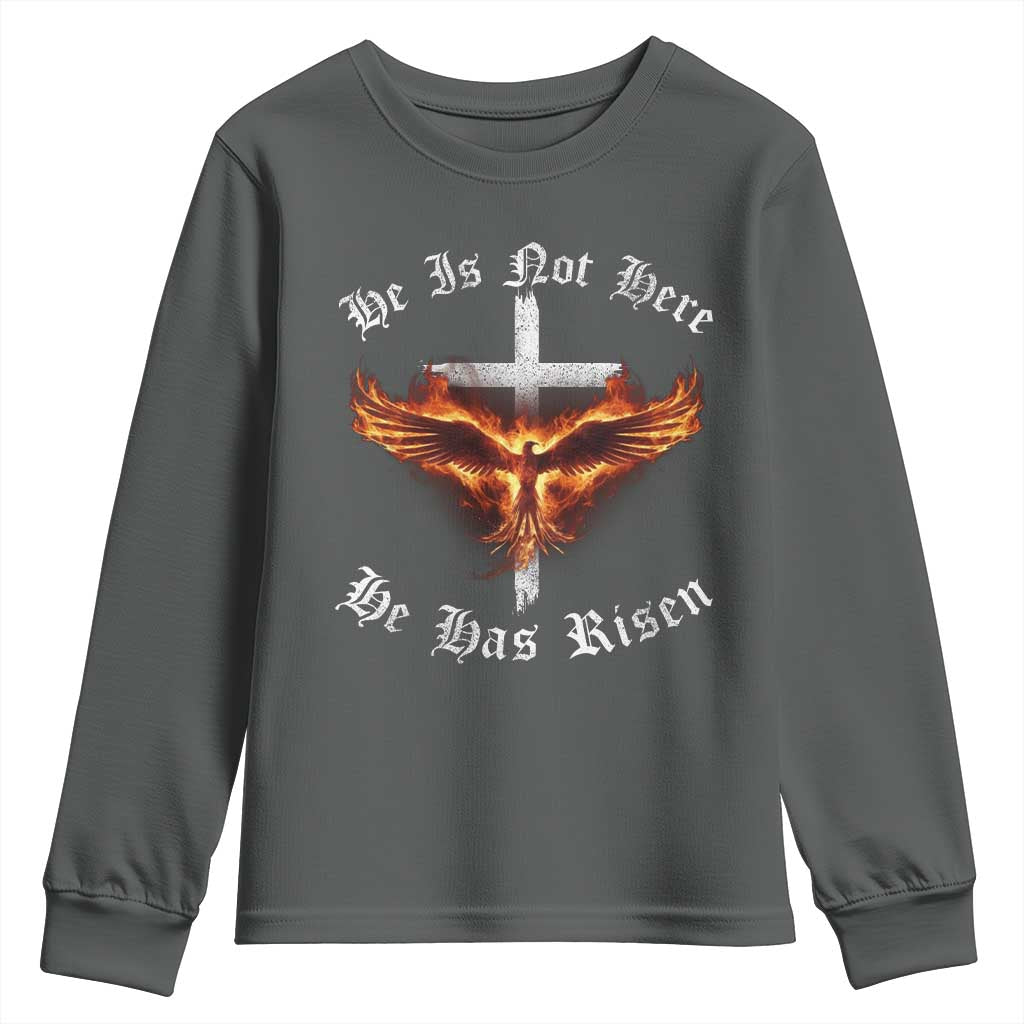 Easter Jesus Has Risen Youth Sweatshirt Christian Religious Phoenix Resurrection Cross - Wonder Print Shop