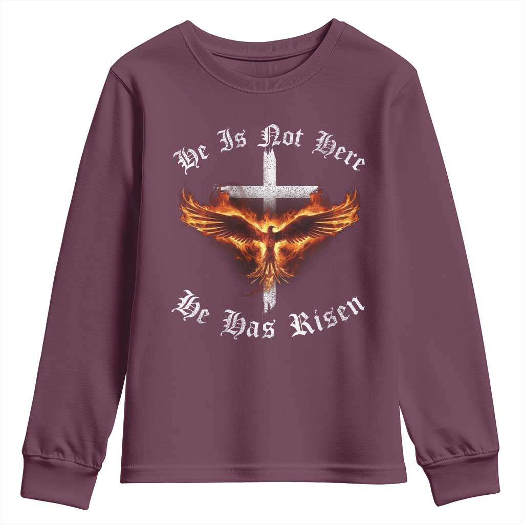 Easter Jesus Has Risen Youth Sweatshirt Christian Religious Phoenix Resurrection Cross - Wonder Print Shop