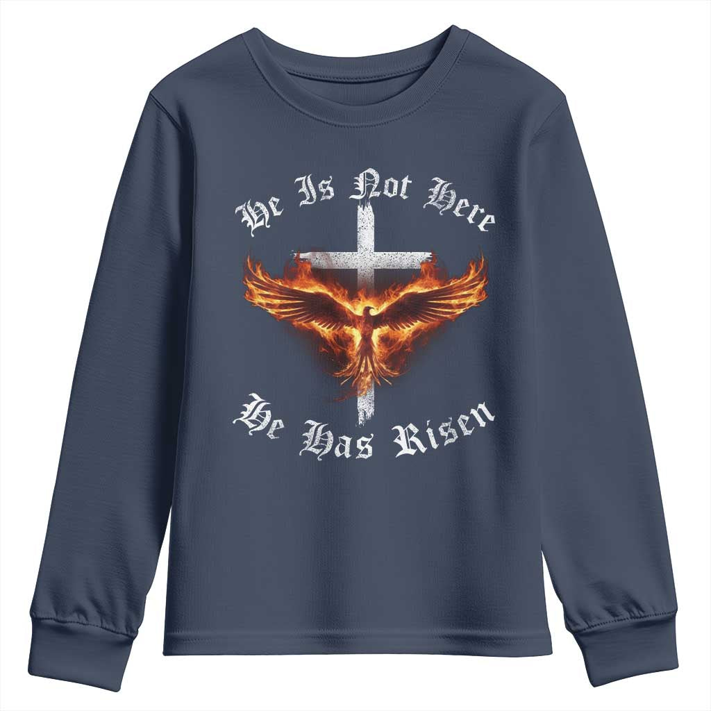 Easter Jesus Has Risen Youth Sweatshirt Christian Religious Phoenix Resurrection Cross - Wonder Print Shop
