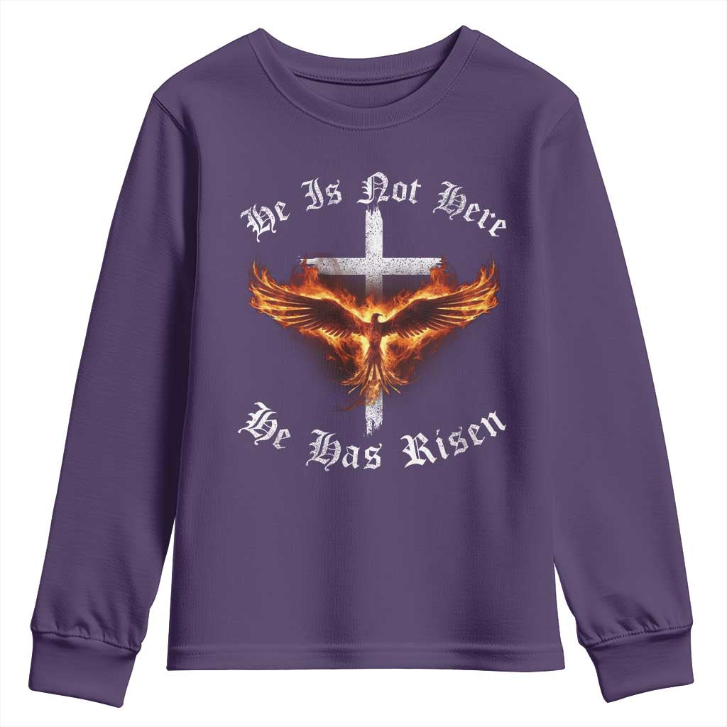 Easter Jesus Has Risen Youth Sweatshirt Christian Religious Phoenix Resurrection Cross - Wonder Print Shop