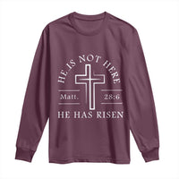 He Is Not Here He Has Risen Long Sleeve Shirt Jesus Christ Easter Cross Christian Matt 28:6
