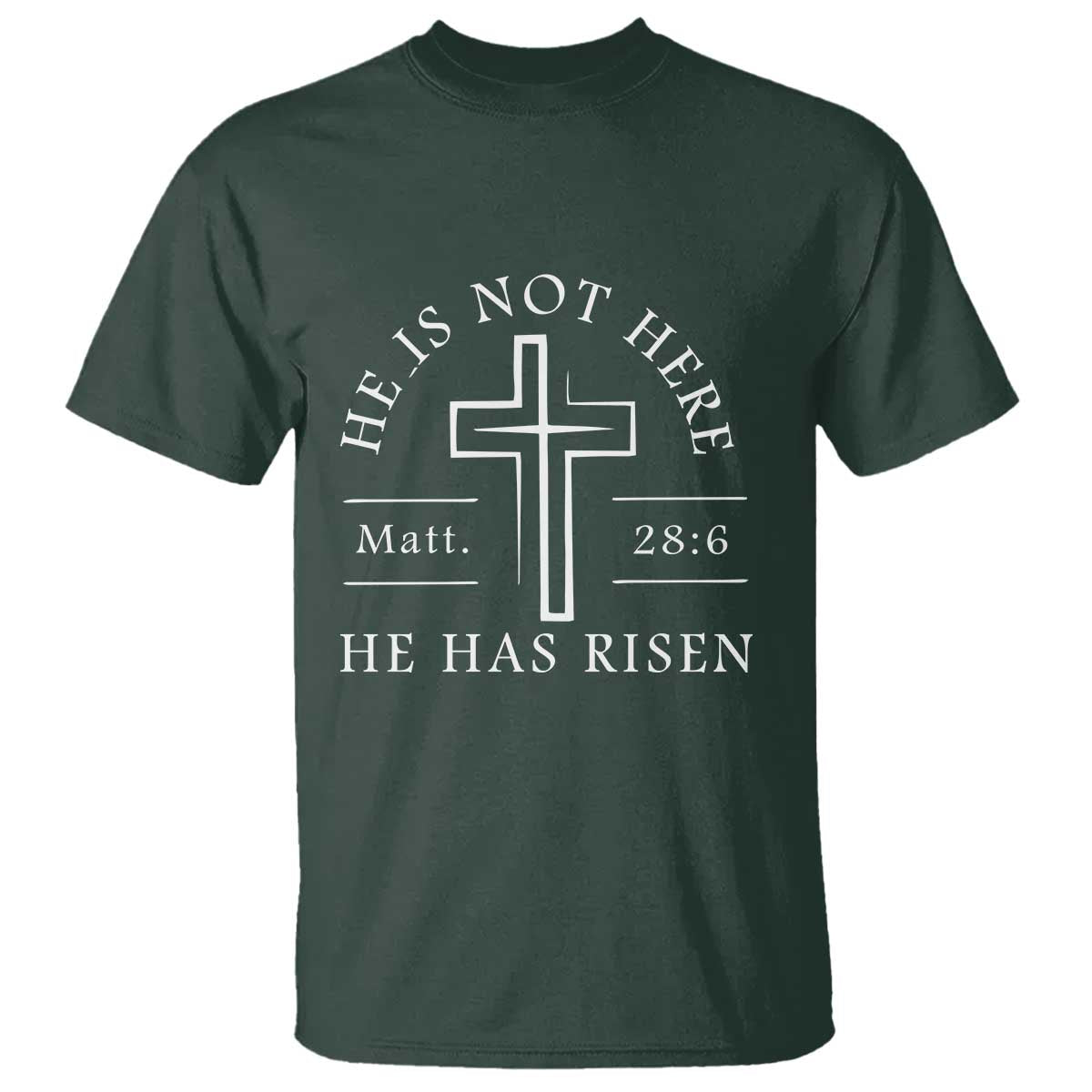He Is Not Here He Has Risen T Shirt Jesus Christ Easter Cross Christian Matt 28:6