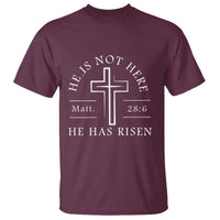 He Is Not Here He Has Risen T Shirt Jesus Christ Easter Cross Christian Matt 28:6