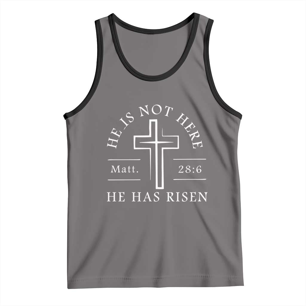 He Is Not Here He Has Risen Tank Top Jesus Christ Easter Cross Christian Matt 28:6