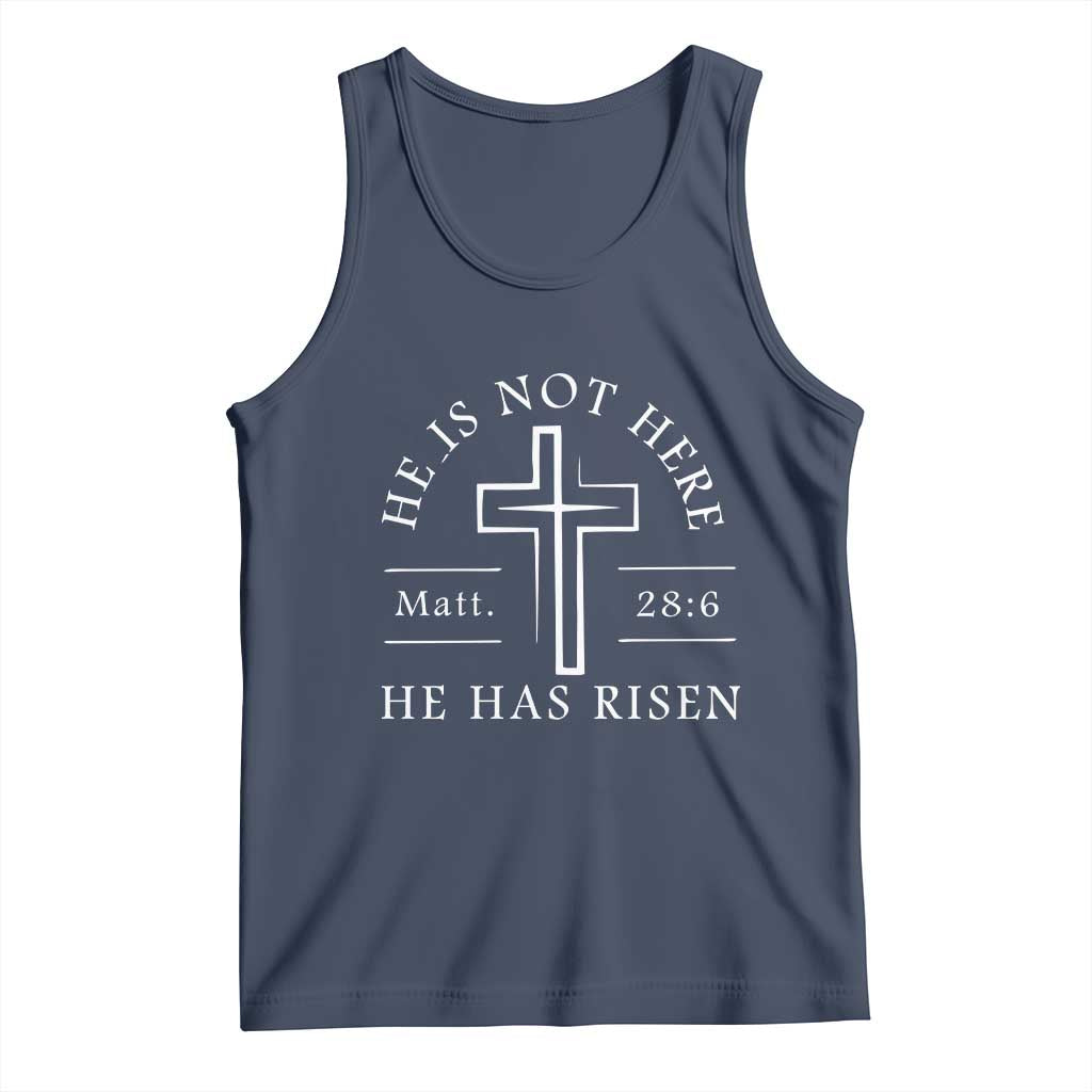 He Is Not Here He Has Risen Tank Top Jesus Christ Easter Cross Christian Matt 28:6