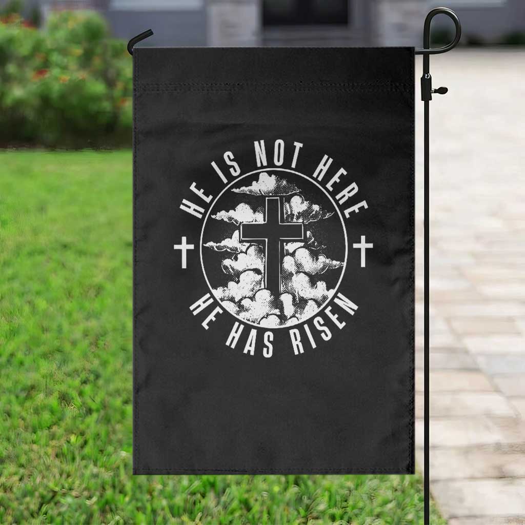 Easter Jesus Has Risen Garden Flag Christian Bible Verse Graphic Cross 90s Style - Wonder Print Shop