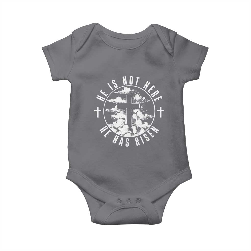 Easter Jesus Has Risen Baby Onesie Christian Bible Verse Graphic Cross 90s Style - Wonder Print Shop