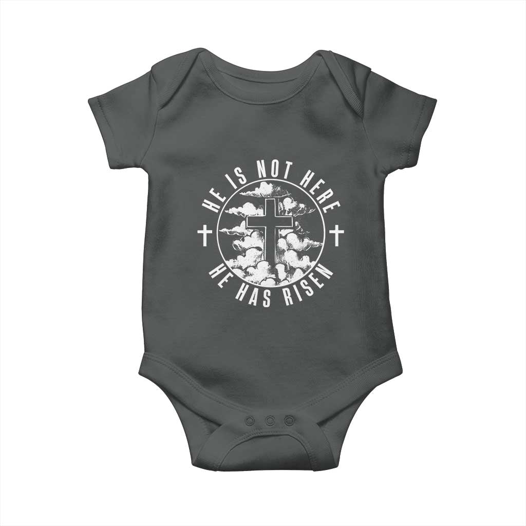 Easter Jesus Has Risen Baby Onesie Christian Bible Verse Graphic Cross 90s Style - Wonder Print Shop