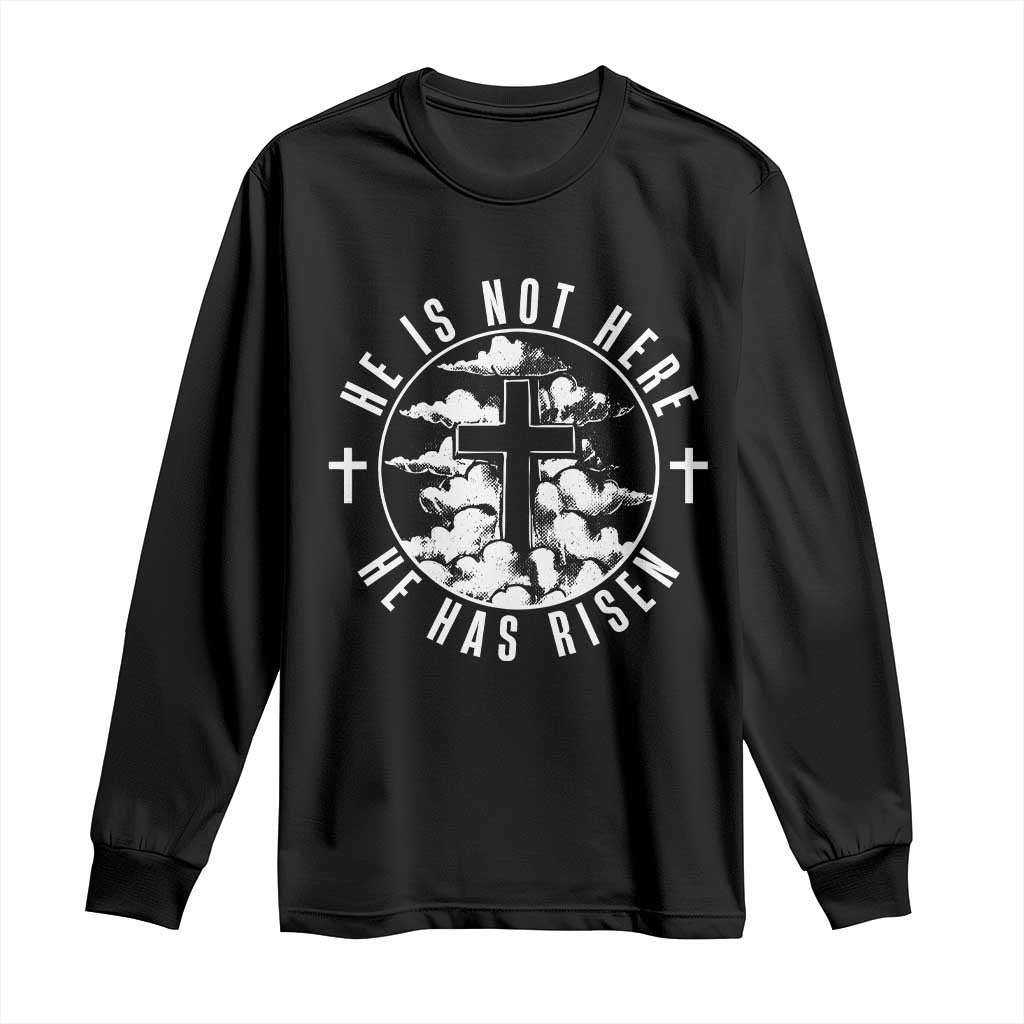 Easter Jesus Has Risen Long Sleeve Shirt Christian Bible Verse Graphic Cross 90s Style - Wonder Print Shop