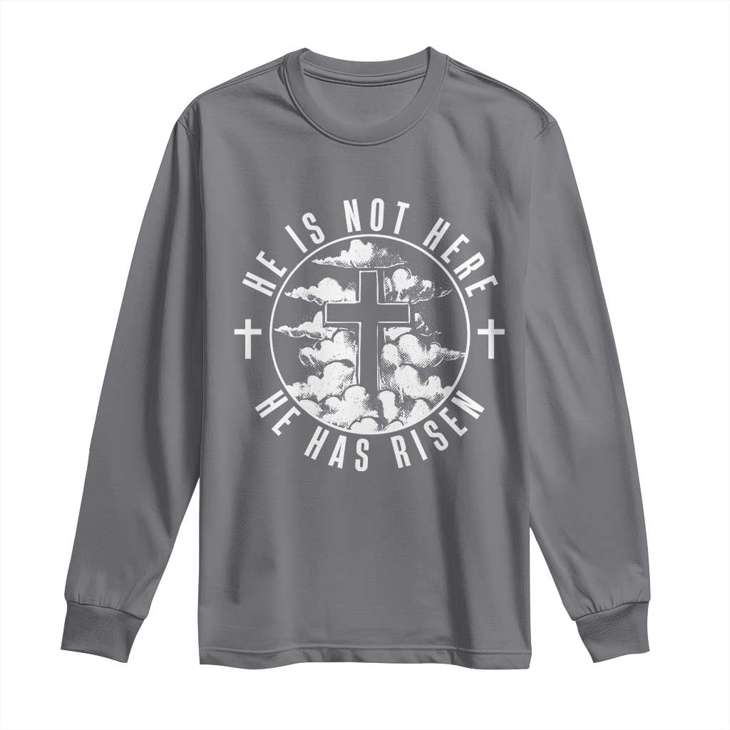 Easter Jesus Has Risen Long Sleeve Shirt Christian Bible Verse Graphic Cross 90s Style - Wonder Print Shop