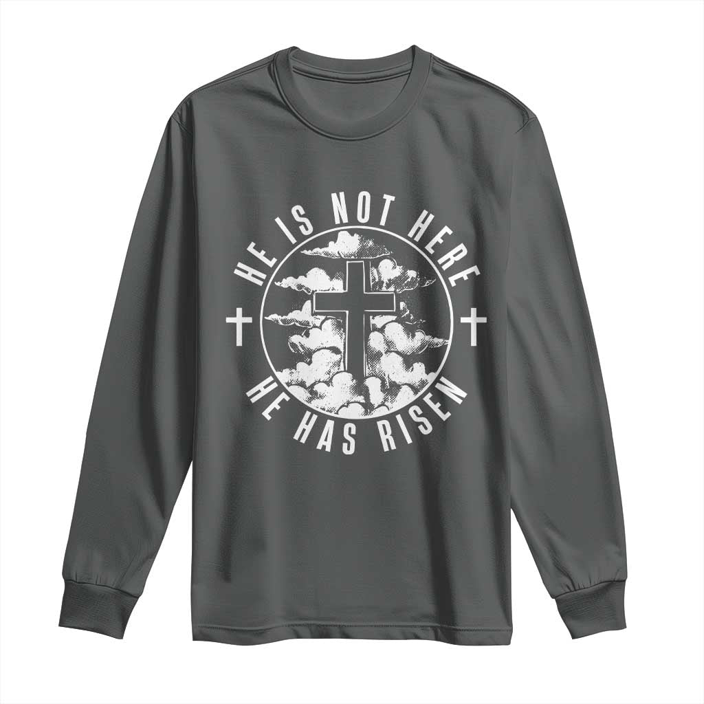 Easter Jesus Has Risen Long Sleeve Shirt Christian Bible Verse Graphic Cross 90s Style - Wonder Print Shop