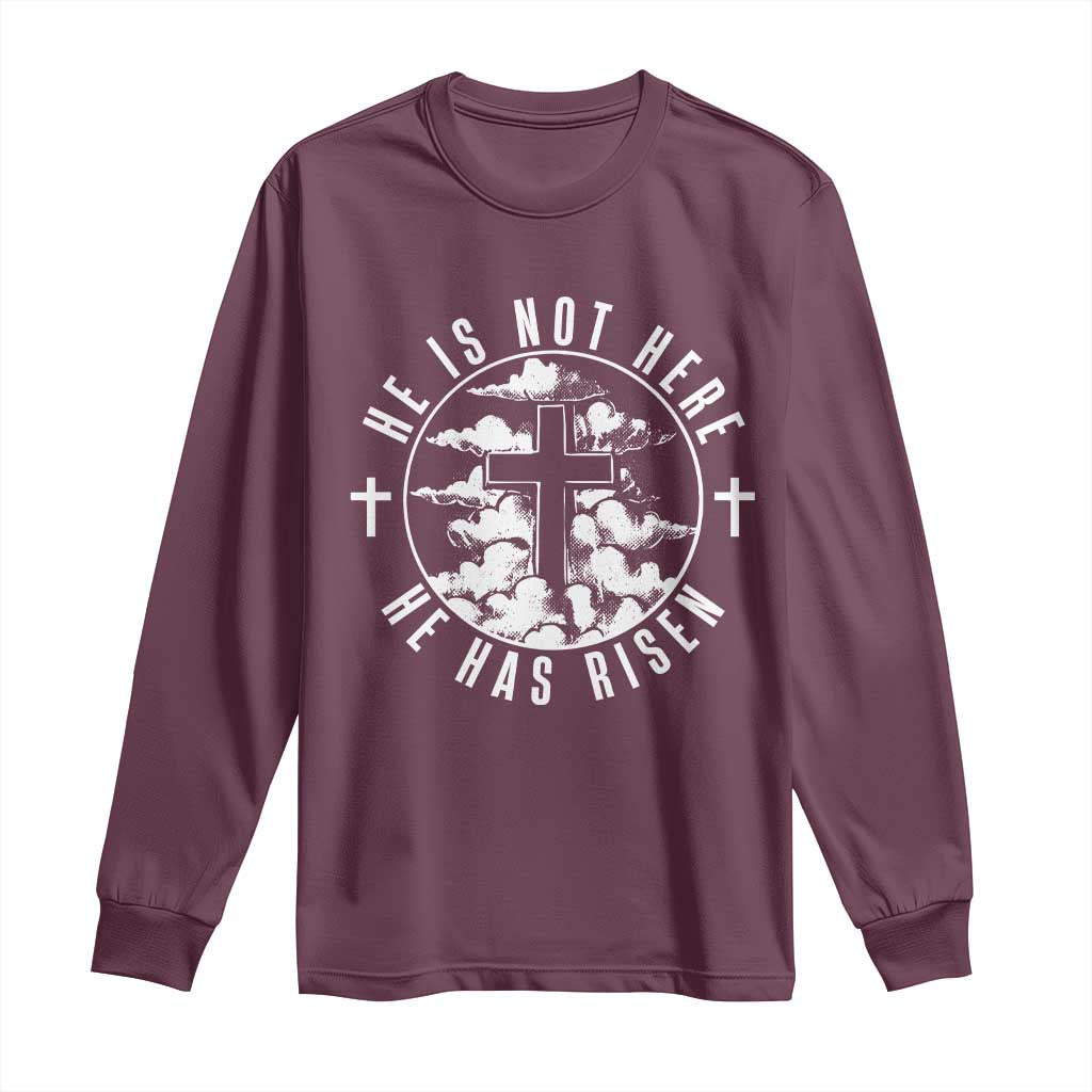 Easter Jesus Has Risen Long Sleeve Shirt Christian Bible Verse Graphic Cross 90s Style - Wonder Print Shop