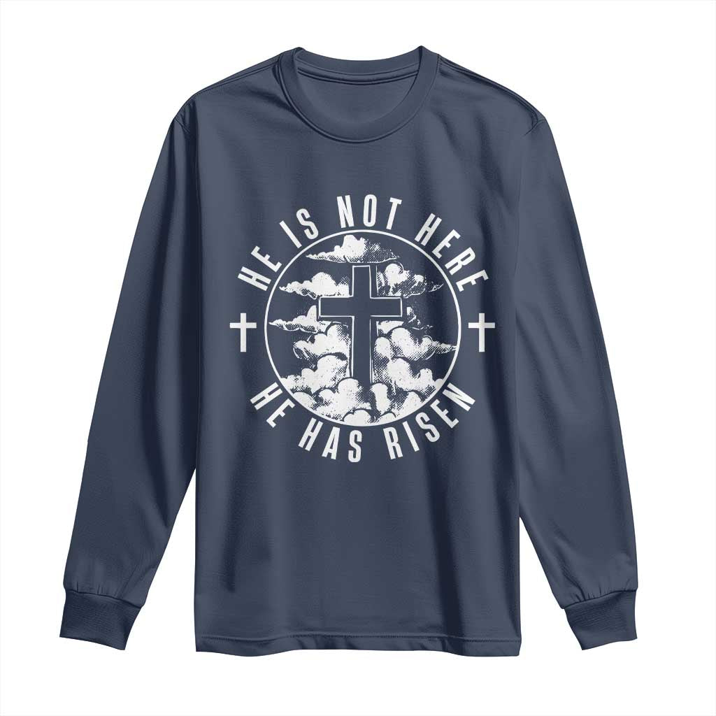 Easter Jesus Has Risen Long Sleeve Shirt Christian Bible Verse Graphic Cross 90s Style - Wonder Print Shop