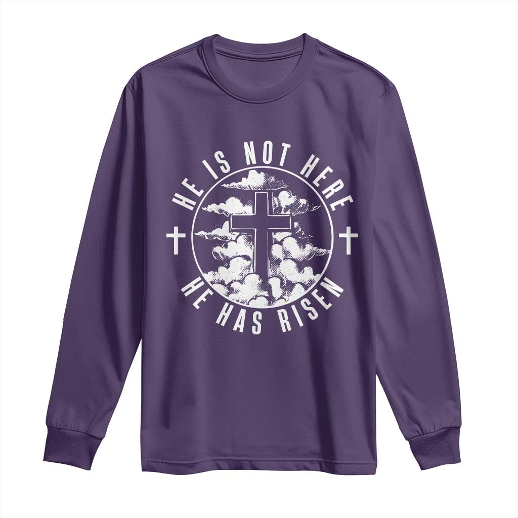 Easter Jesus Has Risen Long Sleeve Shirt Christian Bible Verse Graphic Cross 90s Style - Wonder Print Shop