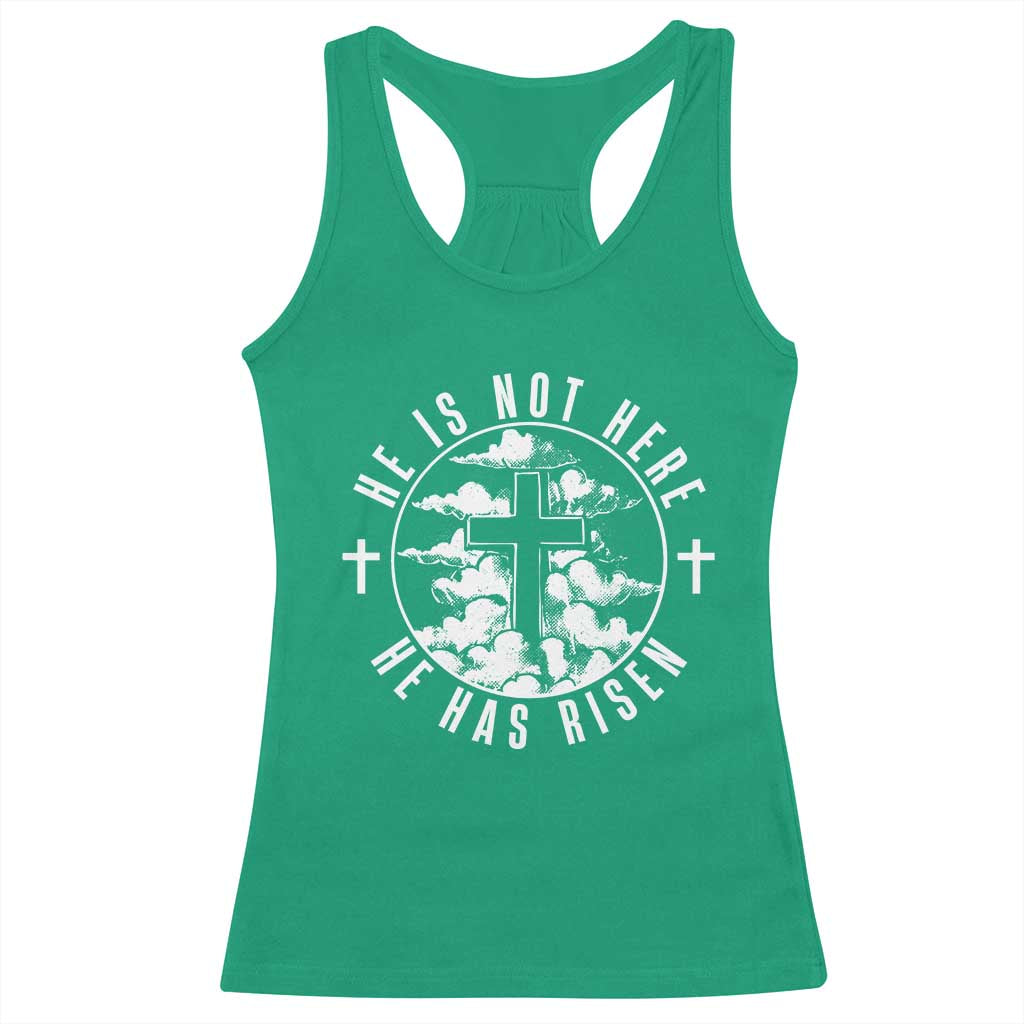 Easter Jesus Has Risen Racerback Tank Top Christian Bible Verse Graphic Cross 90s Style - Wonder Print Shop