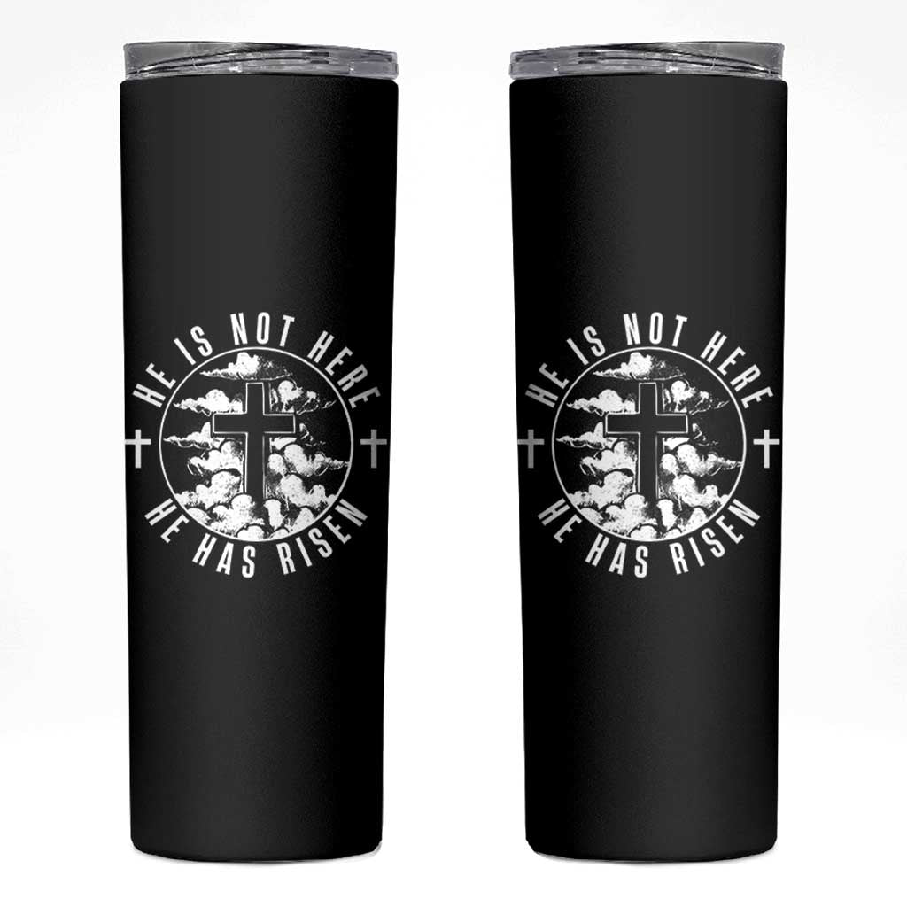 Easter Jesus Has Risen Skinny Tumbler Christian Bible Verse Graphic Cross 90s Style - Wonder Print Shop