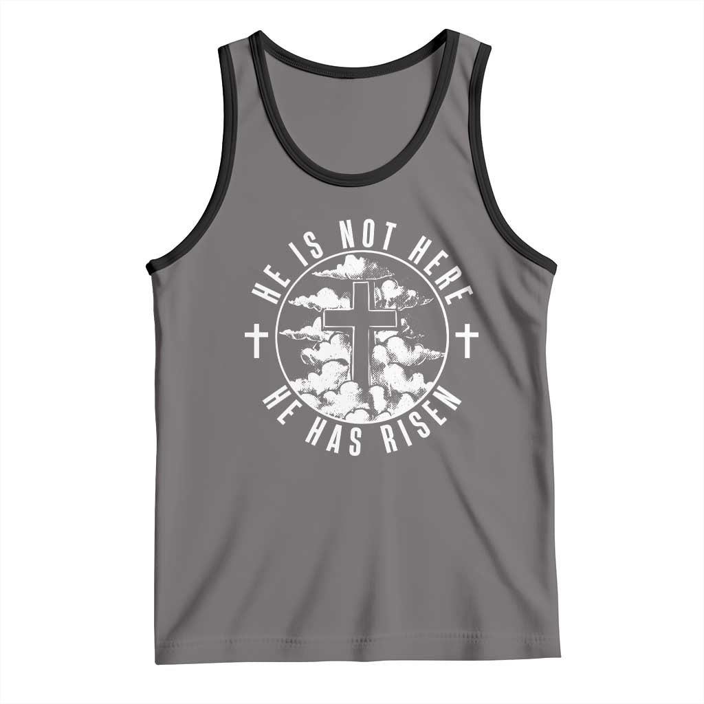 Easter Jesus Has Risen Tank Top Christian Bible Verse Graphic Cross 90s Style - Wonder Print Shop