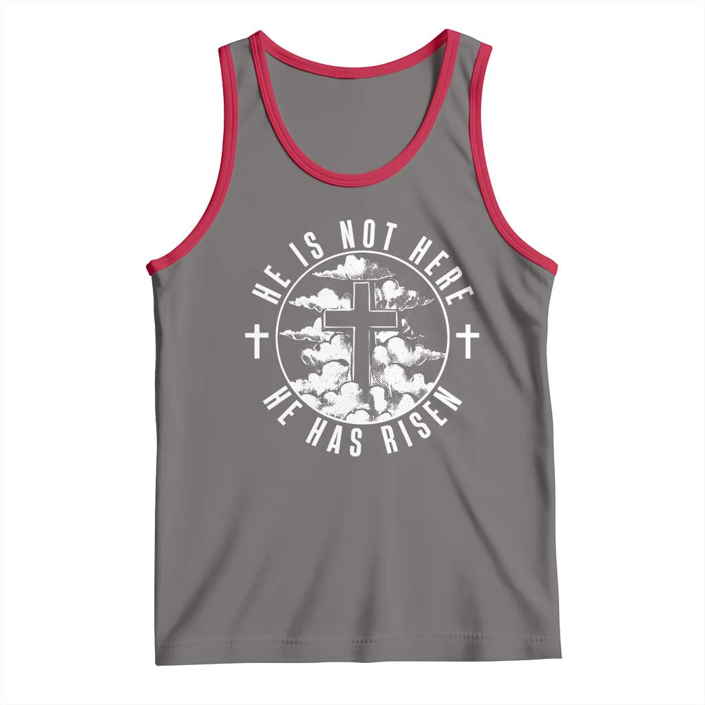 Easter Jesus Has Risen Tank Top Christian Bible Verse Graphic Cross 90s Style - Wonder Print Shop