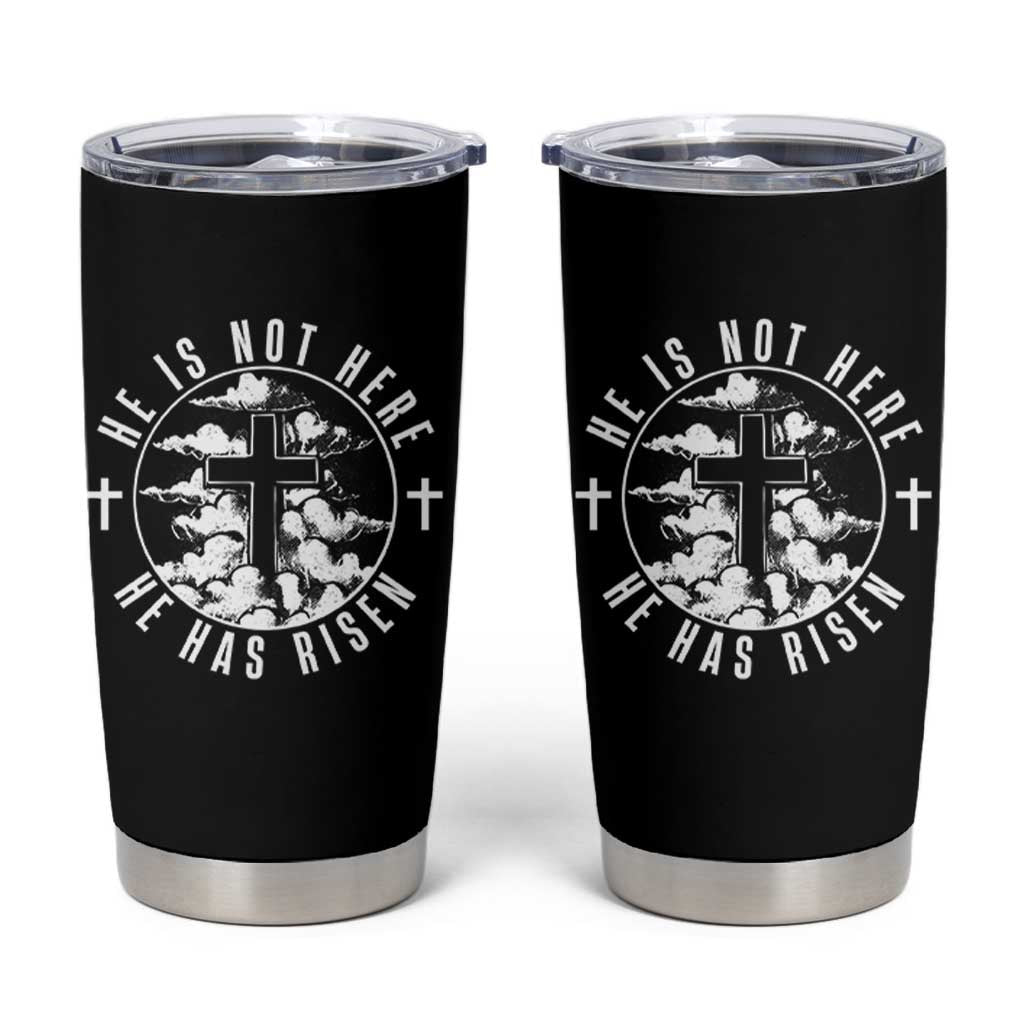 Easter Jesus Has Risen Tumbler Cup Christian Bible Verse Graphic Cross 90s Style - Wonder Print Shop